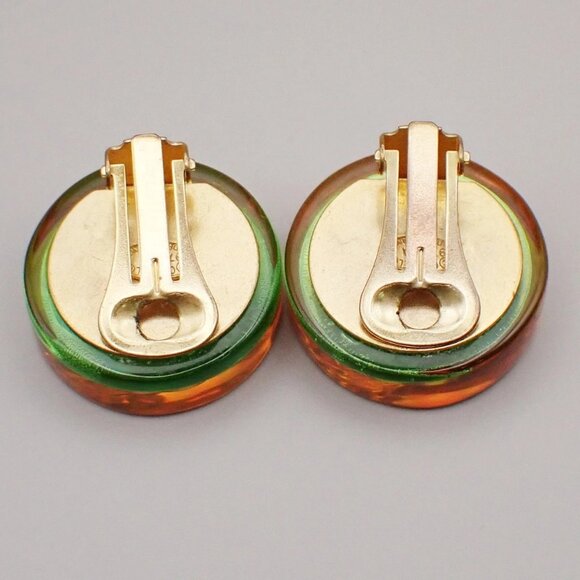 CHANEL CC Holographic Aurora Round Button Earrings 97A Clip-On Vintage - Picture 6 of 10